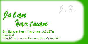 jolan hartman business card